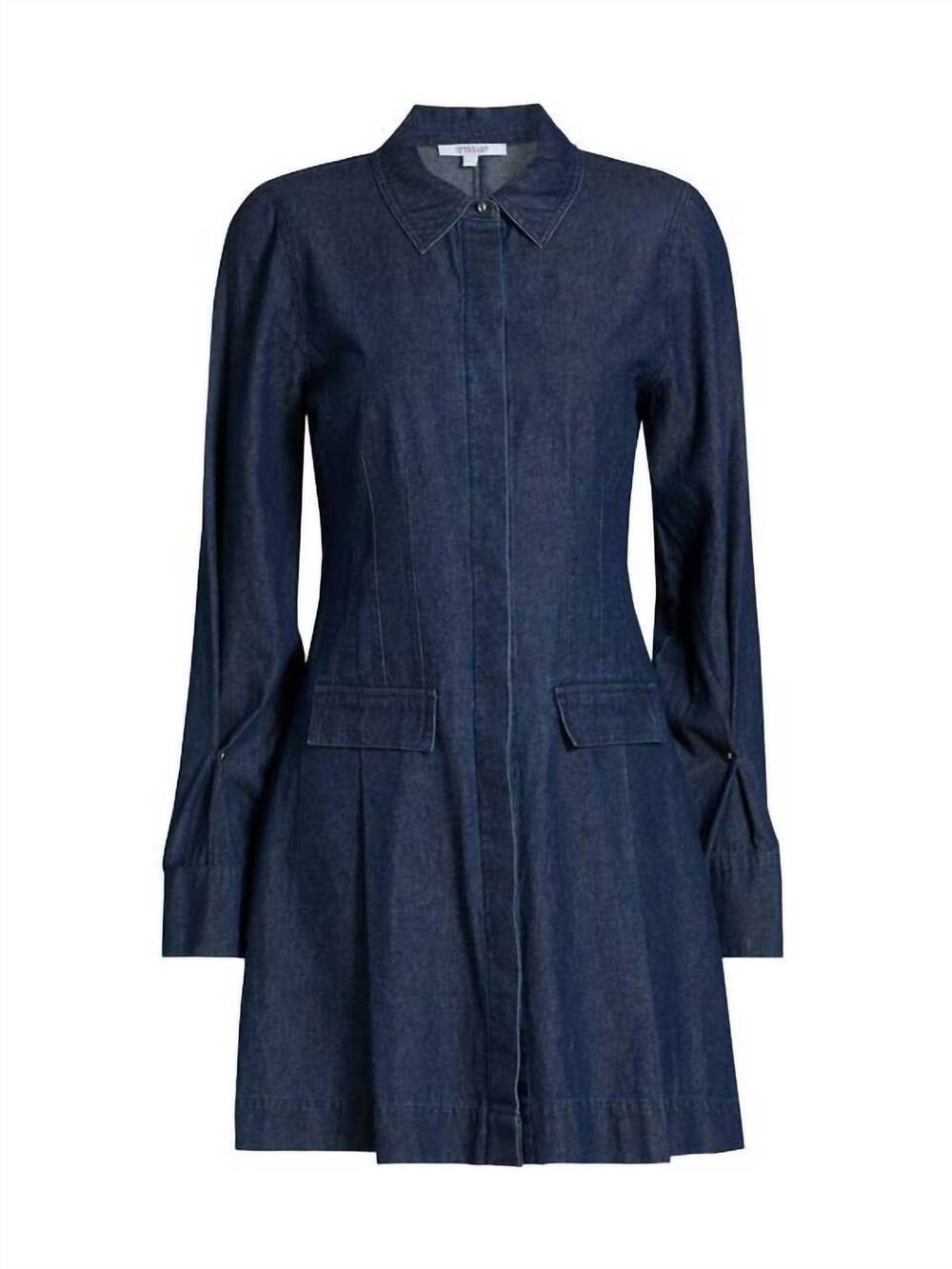 NEW DEREK LAM 10 CROSBY danielle denim shirt dress in jaye blue - Picture 8 of 9